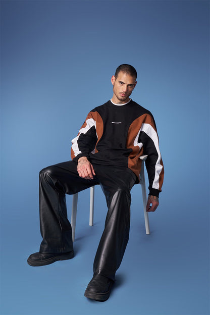 Colourblock Cut & Sew Crewneck - Sweatshirt