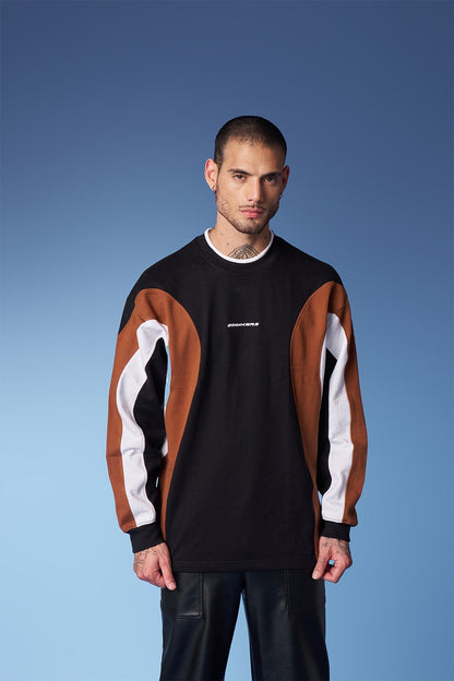Colourblock Cut & Sew Crewneck - Sweatshirt