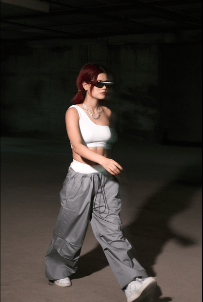 Cool Grey Oversized Poplin Pants