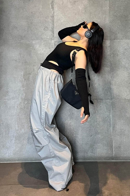 Cool Grey Oversized Poplin Pants