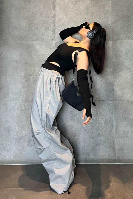 Cool Grey Oversized Poplin Pants
