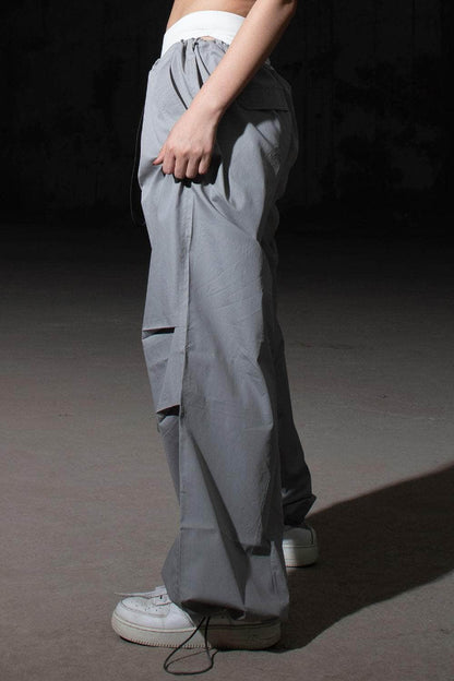 Cool Grey Oversized Poplin Pants