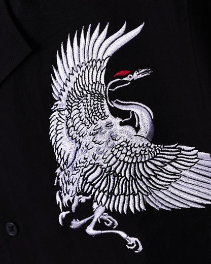 Crane Embroidered