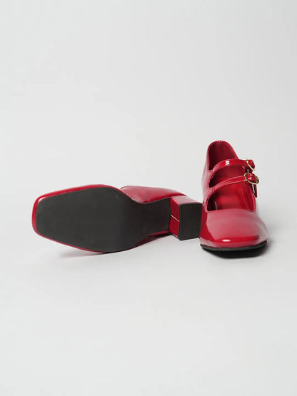 Theater Women Red Kelly Mogambo Mary Jane Block Heels