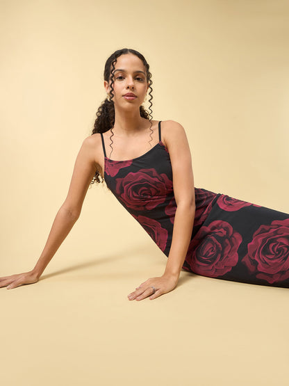 Black Thin Stapped Fitted Dress