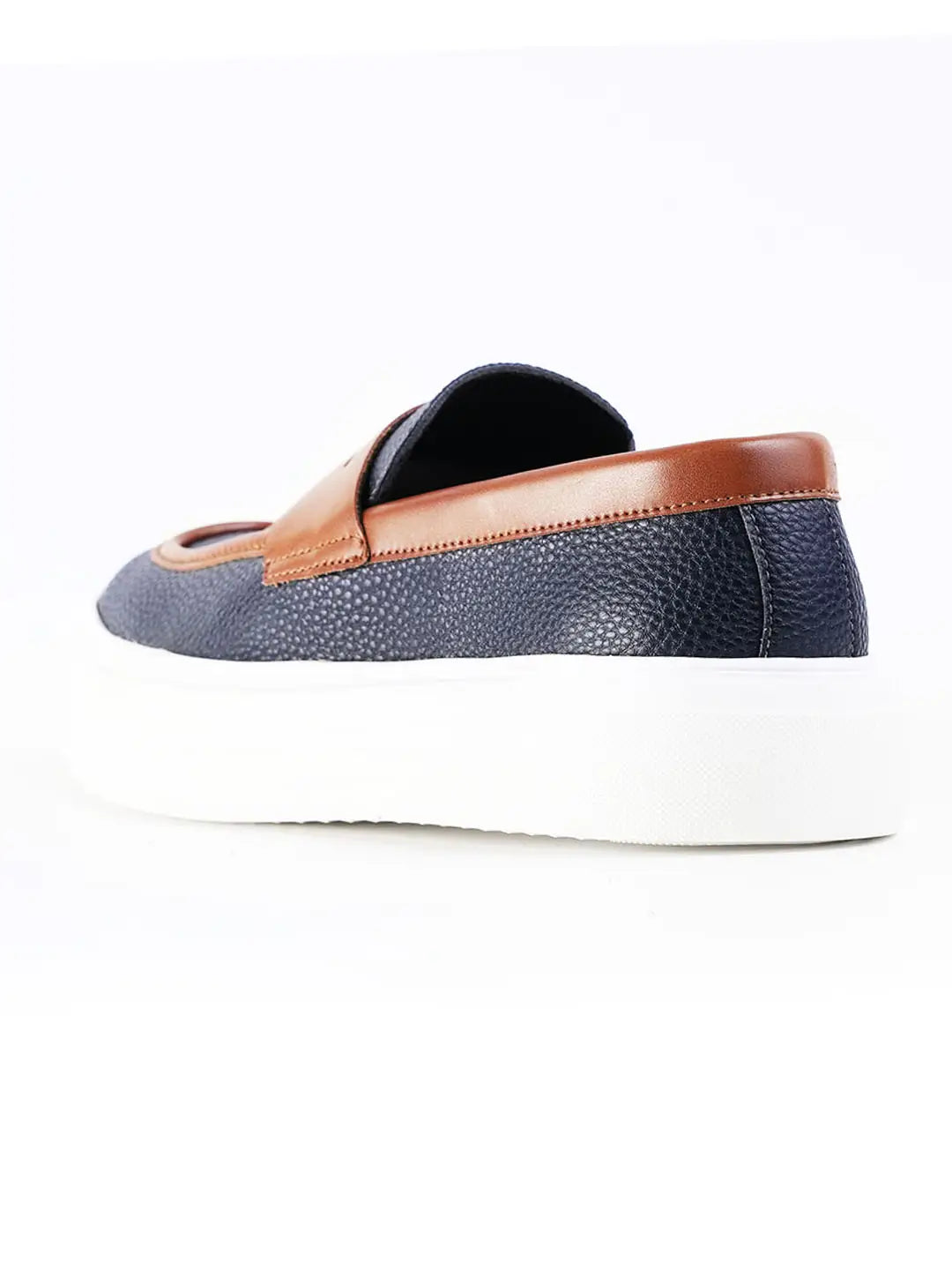 Monkstory Dual Tone Chunky Luxe Slip-On Sneakers - Midnight Blue|Tan