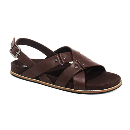 Paaduks Fox Crossover Vegan Leather Brown Men Sandals