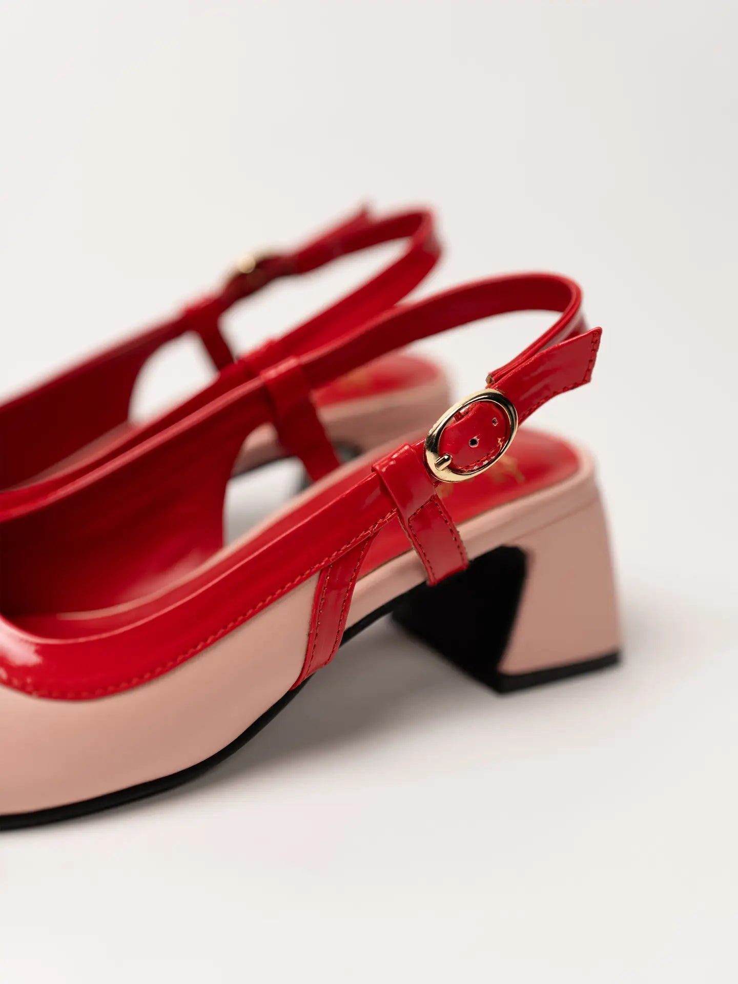 Theater Women Red & Pink Mary Jane Slingback Block Heel Sandals