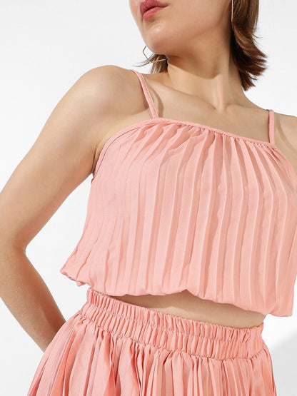 Accordion Pleated Top With Skirt Co-Ords