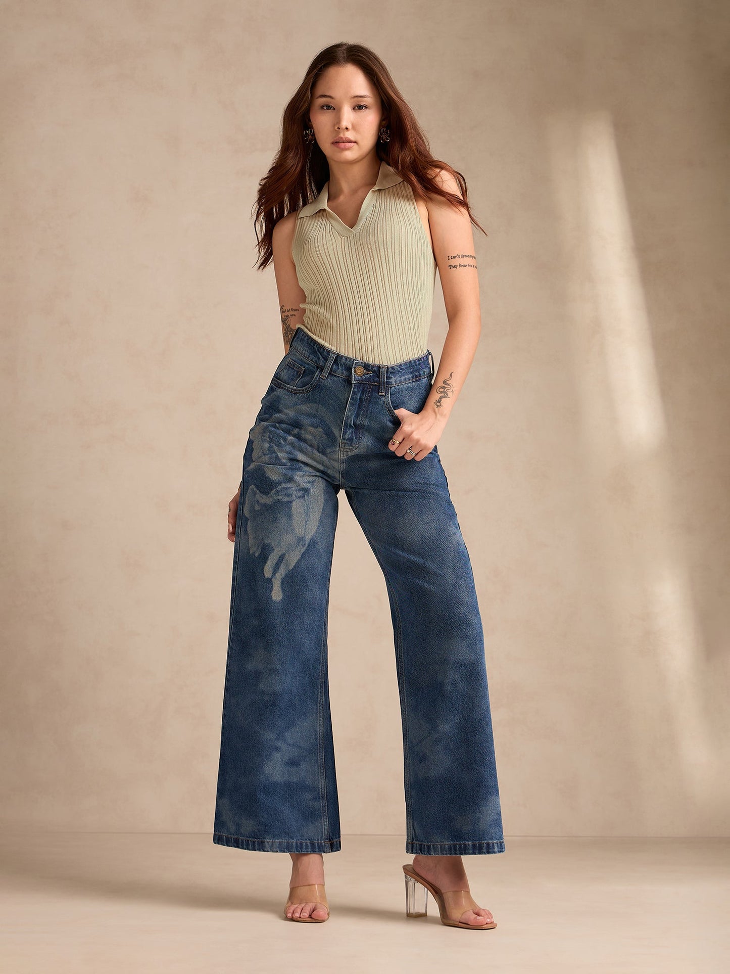 Beige Polo Flat Knit Tank