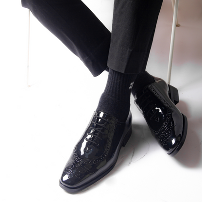 Glossy Classic Patent Lace-Ups - Black