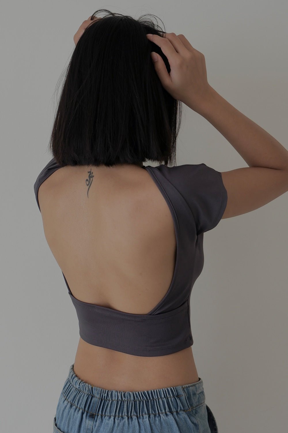 Dark Grey Retro Backless Tee