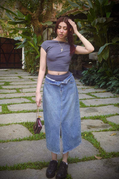 Dark Grey Retro Backless Tee