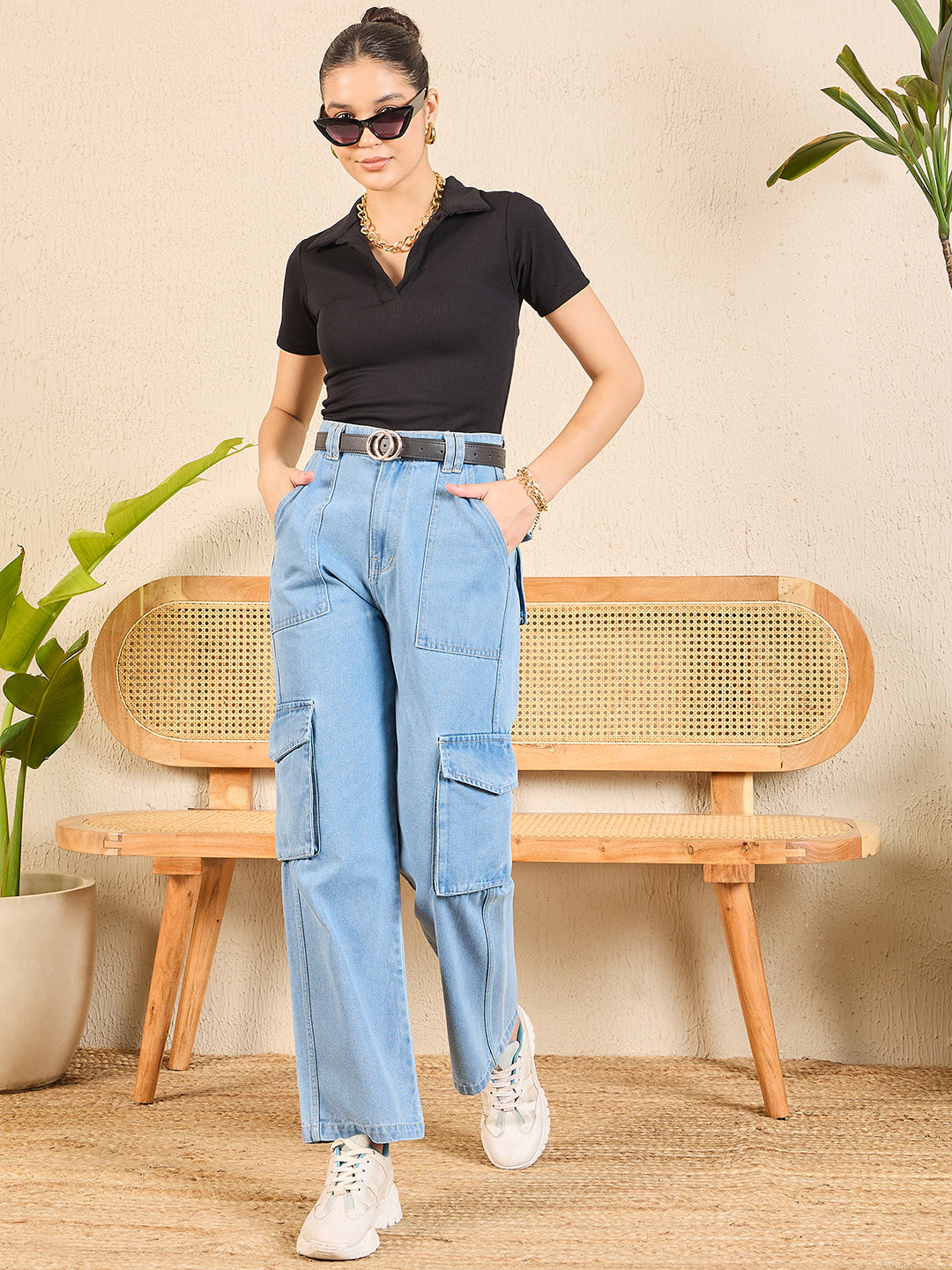 Stretchable Ribbed Polo Bodysuit