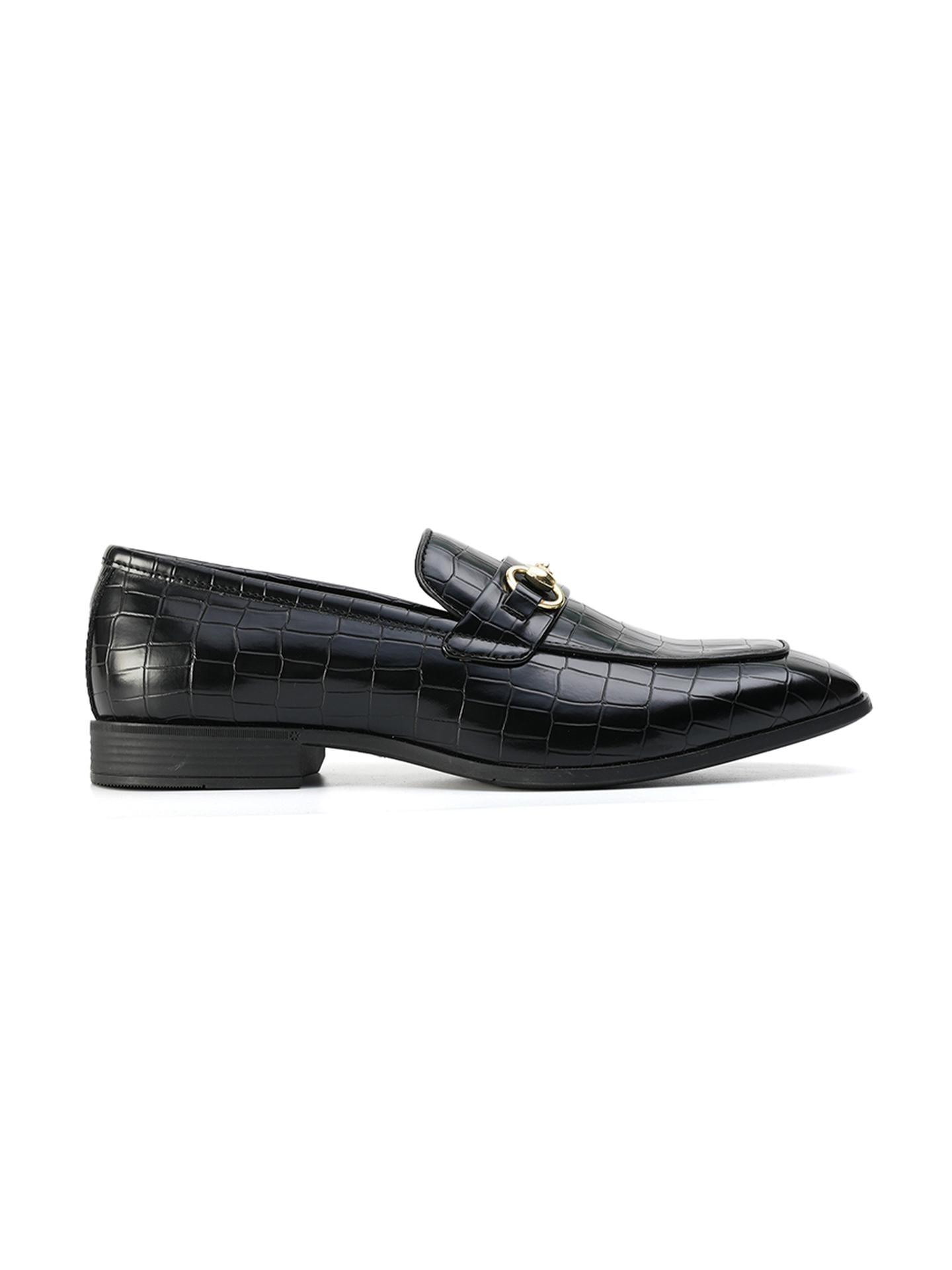 Monkstory Horsebit Croc-Effect Slip-Ons - Black