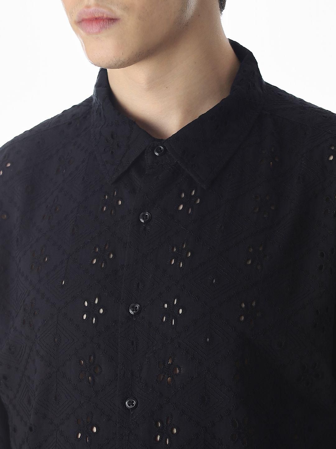 Men Semi Sheer Casual Oversized Shirt