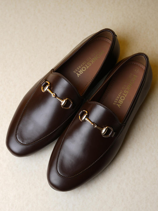 Monkstory Horsebit Flexi Business Slip-Ons - Brown