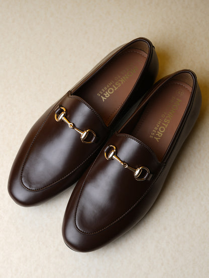 Monkstory Horsebit Flexi Business Slip-Ons - Brown