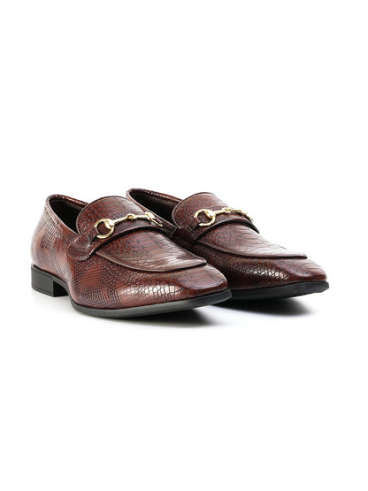 Monkstory Horsebit Snake-Effect Slip-Ons - Brown