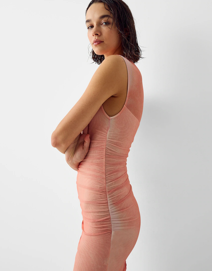 MWB Printed sleeveless High Neck Mini Dress