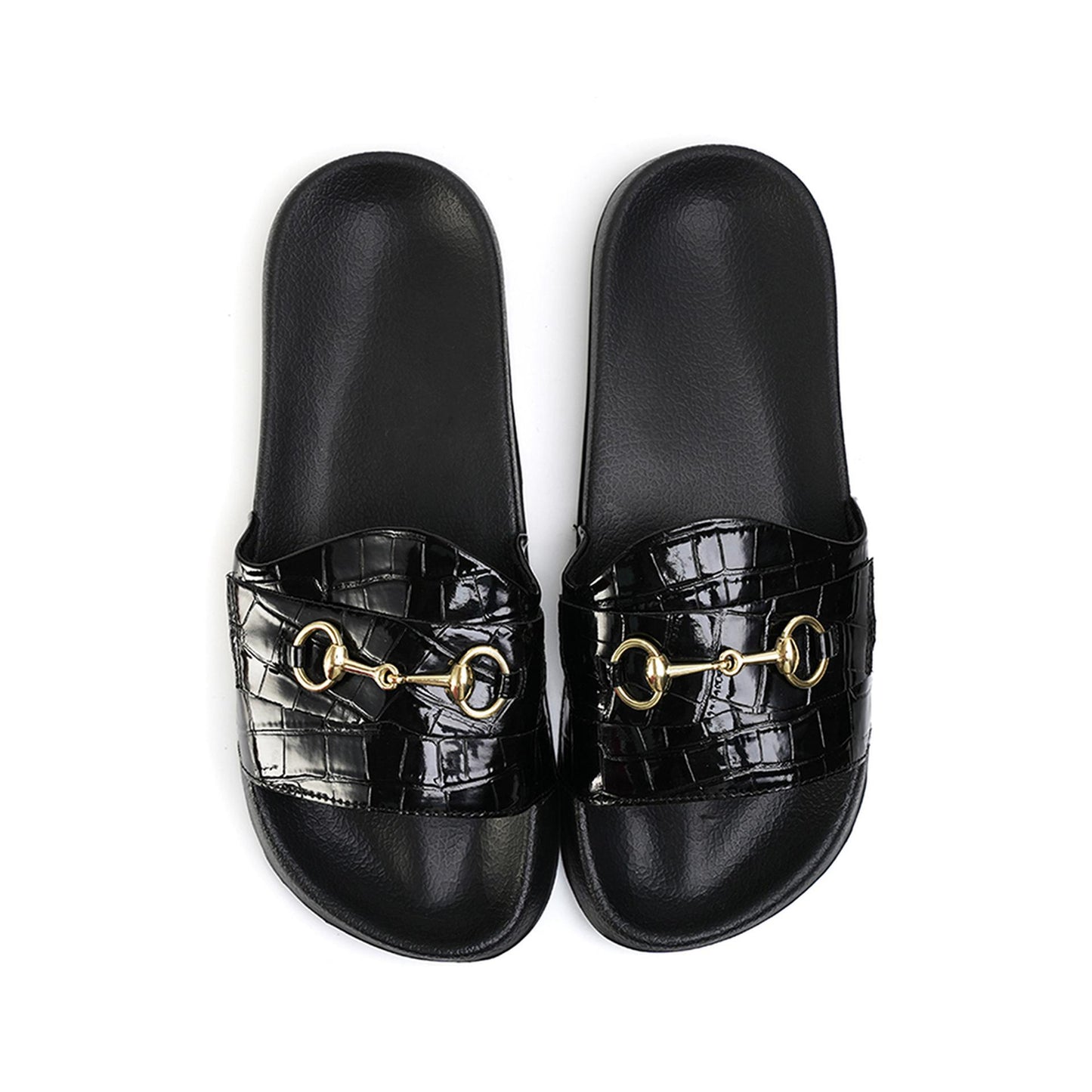 Monkstory Old Money Horsebit Sliders - Black