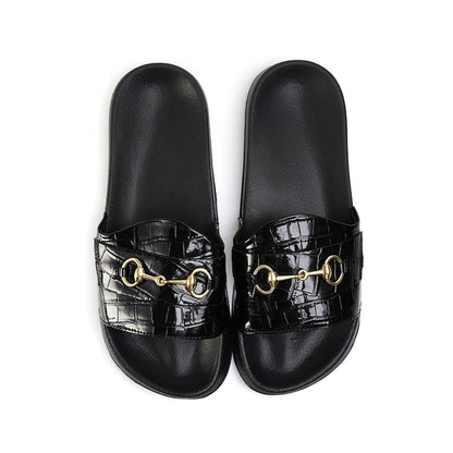 Monkstory Old Money Horsebit Sliders - Black