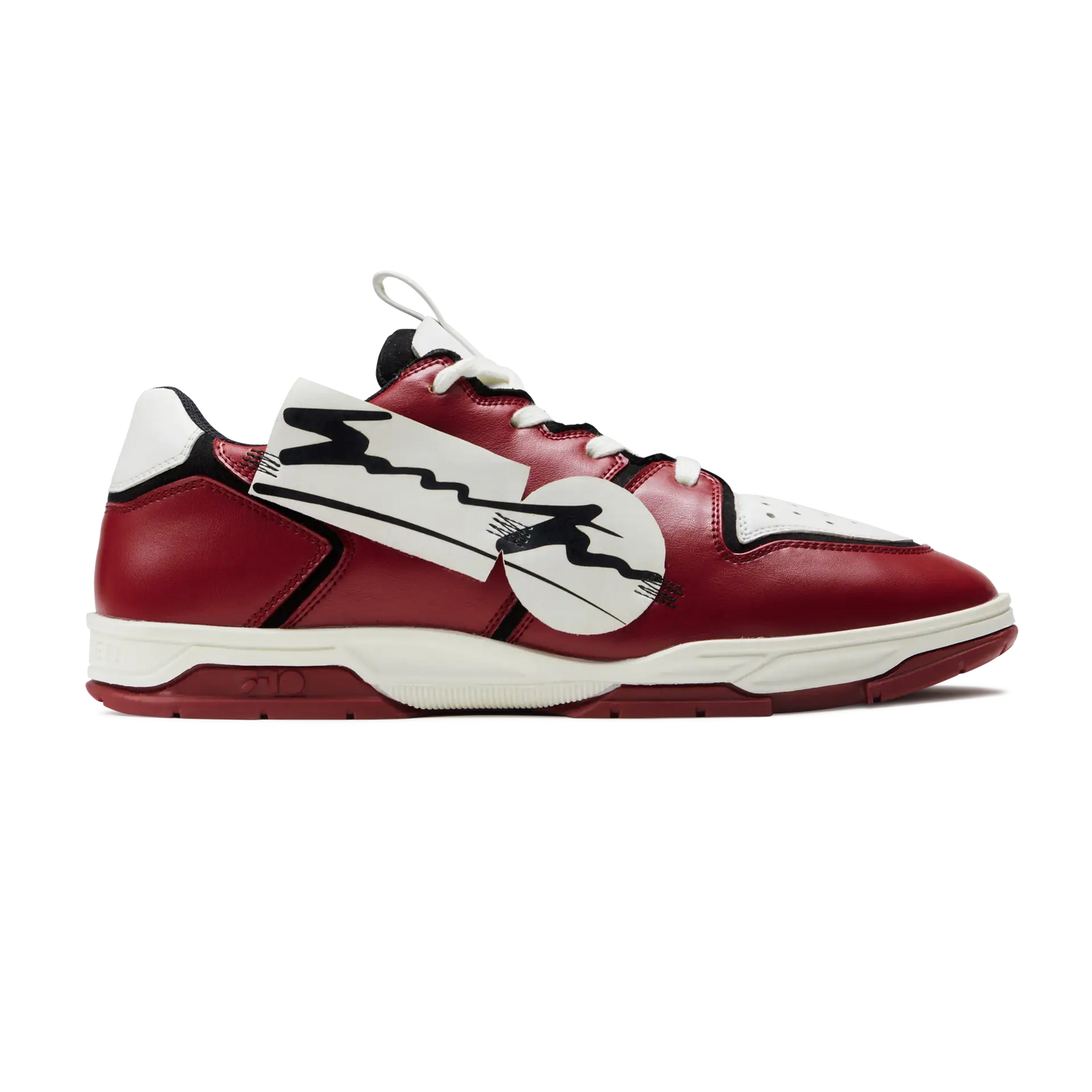 704 Red White Applique Low-Top Sneaker