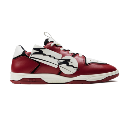 704 Red White Applique Low-Top Sneaker