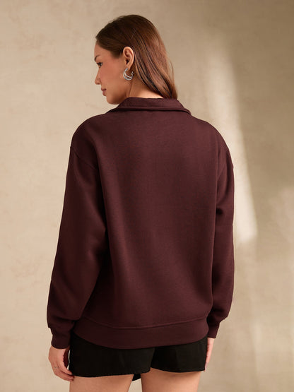Brown Plush Russian Fleece Zip-Up Sweatshirt