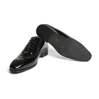 Glossy Classic Patent Lace-Ups - Black