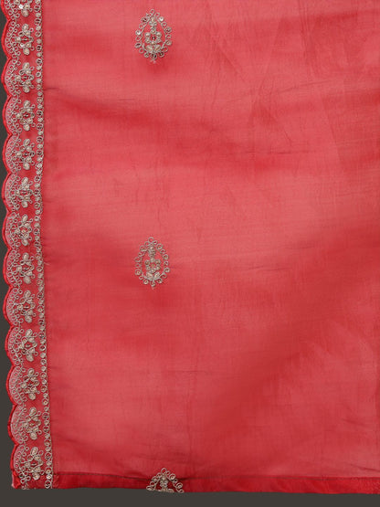 Women Bandhani Printed Regular Sequinned Kurta with Trousers & With Dupatta