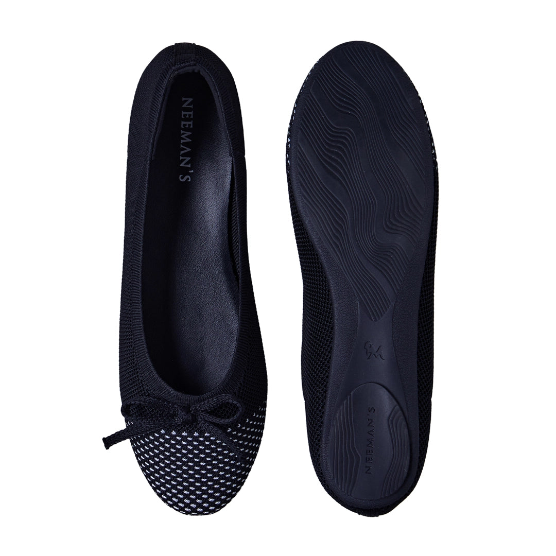 Neeman's Everyday Ballet Flats for Women | Soft Knit Upper, Cushioned Insole & Textured Toe | Stylish, Comfortable & Versatile for Work or Casual Wear