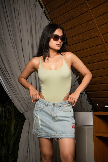 Ribbed High Cut Bodysuit