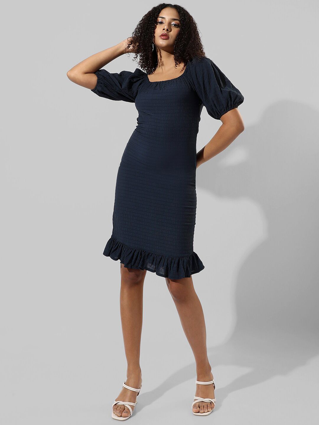 Puff Sleeve Sheath Dress