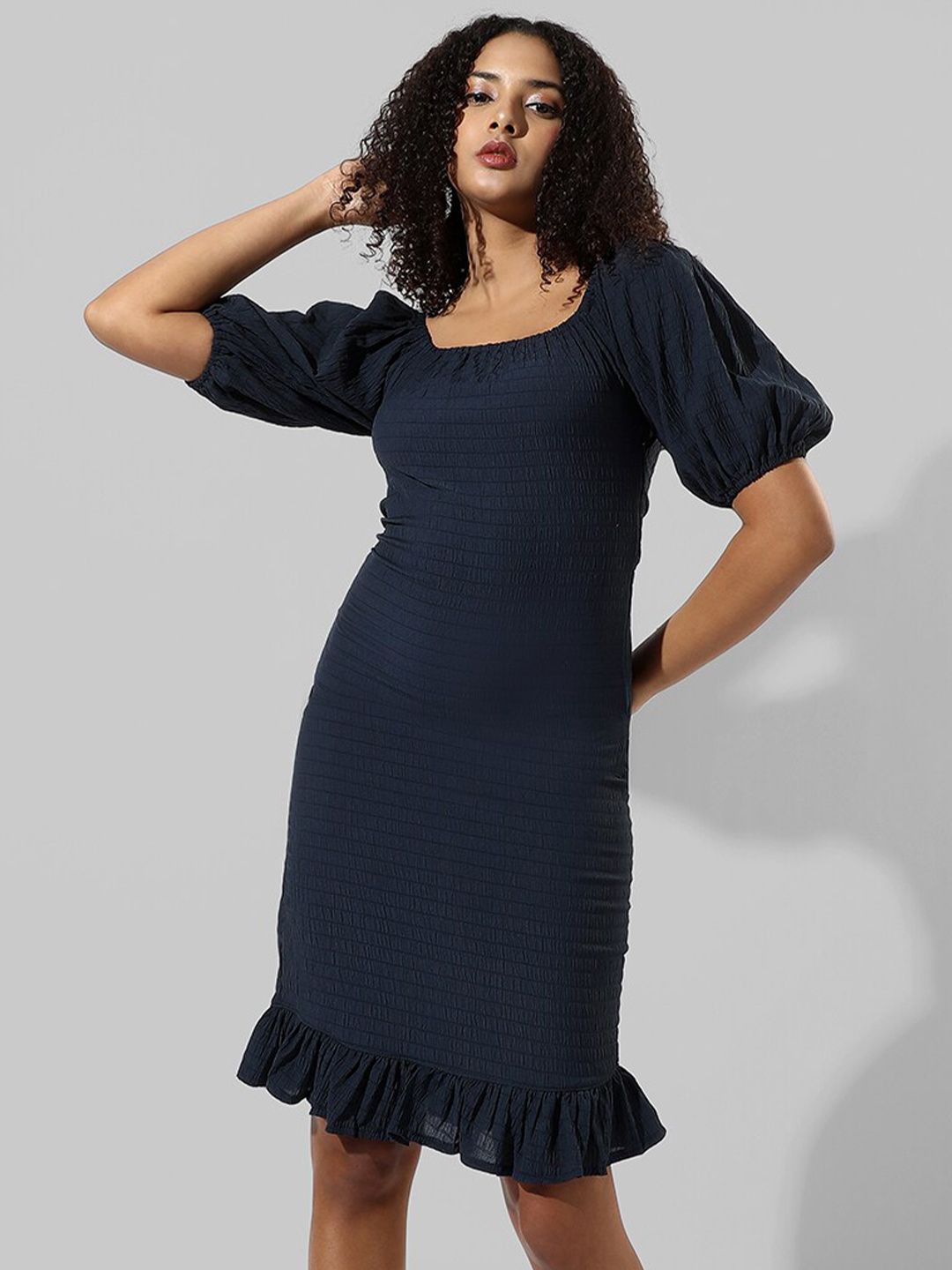 Puff Sleeve Sheath Dress