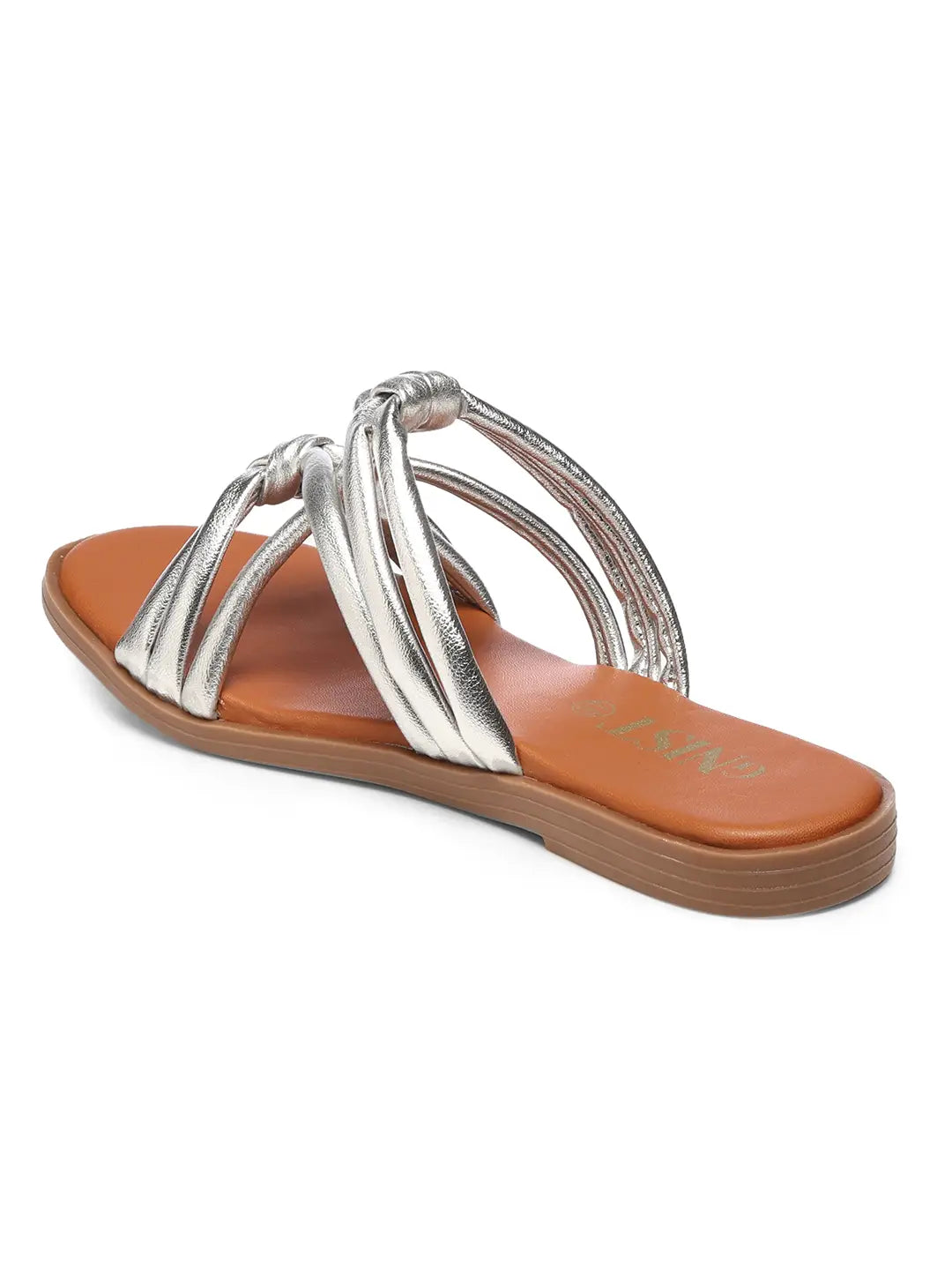 GNIST Strappy Slip on Silver Flats