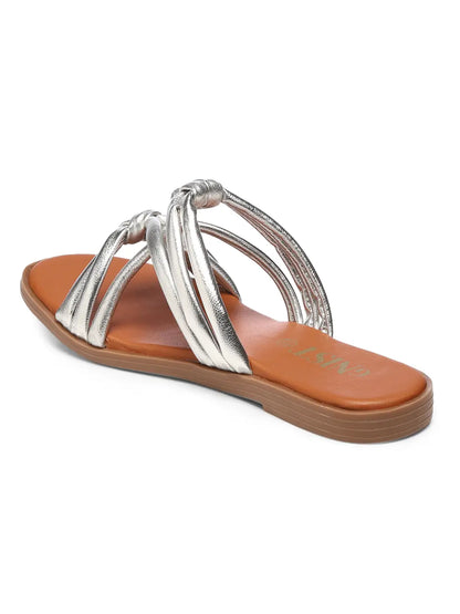 GNIST Strappy Slip on Silver Flats
