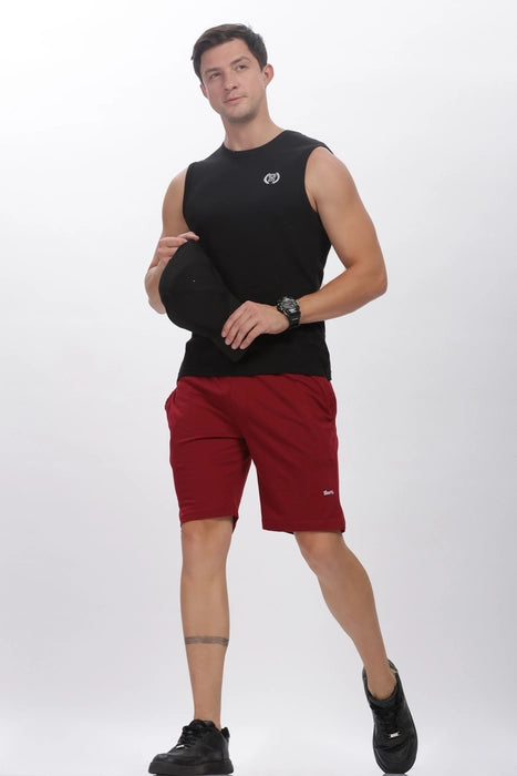 Everyday Cotton Shorts in Mulberry Red