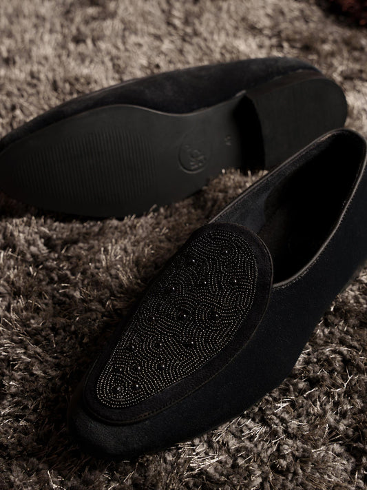 Monkstory Hand-Beaded Slip-ons - Black