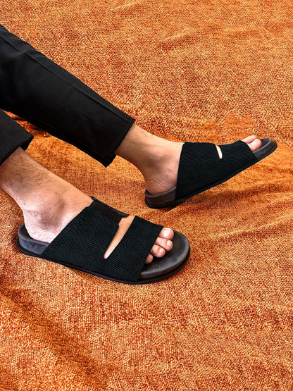 Paaduks Finn Cloak Corduroy Black Men Slides