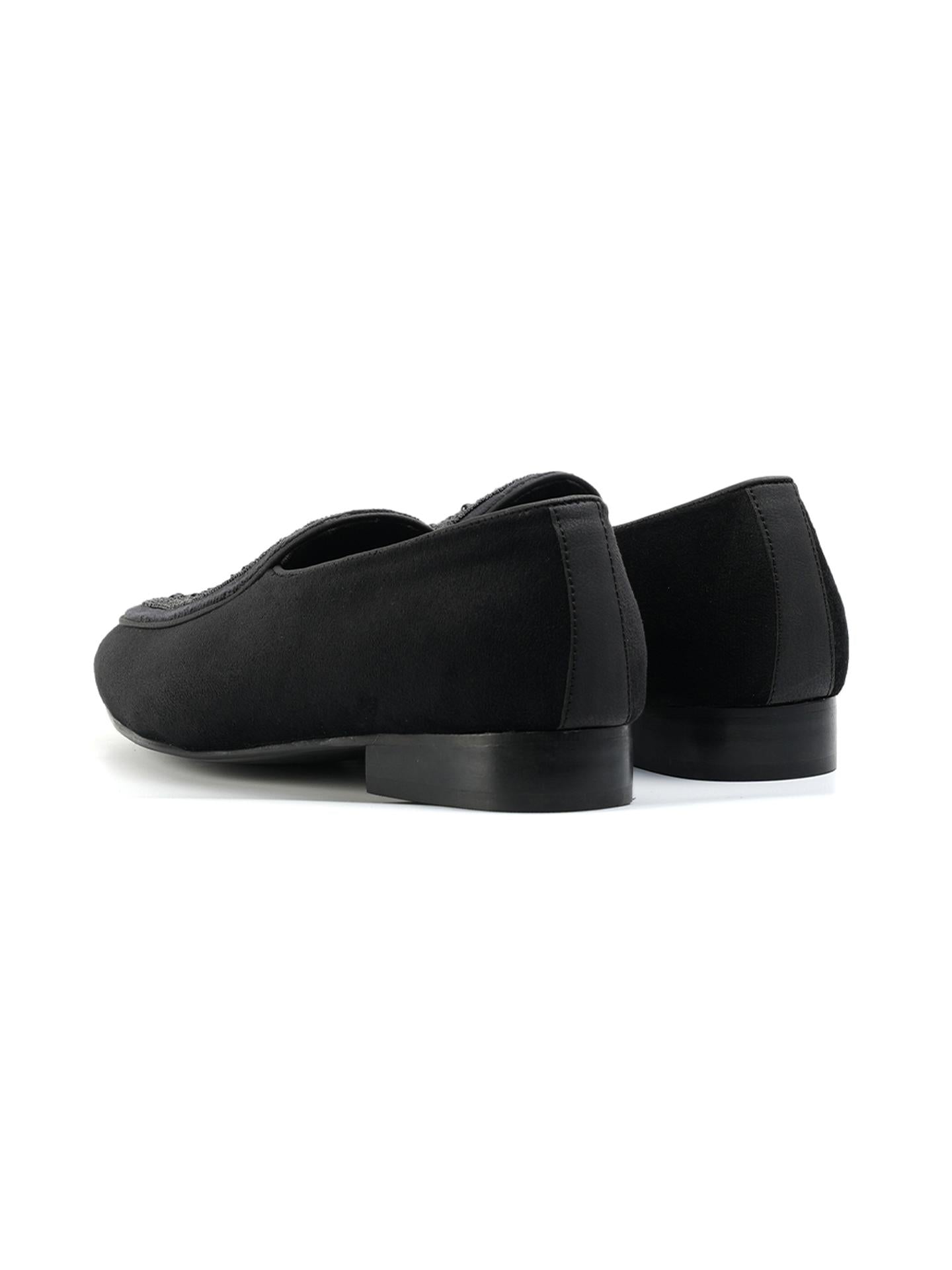 Monkstory Hand-Beaded Slip-ons - Black