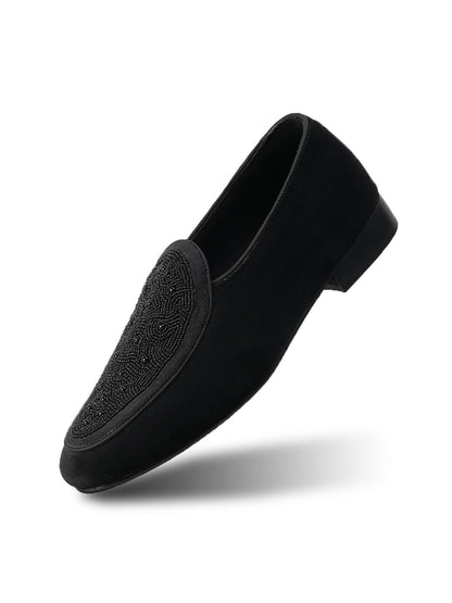Monkstory Hand-Beaded Slip-ons - Black