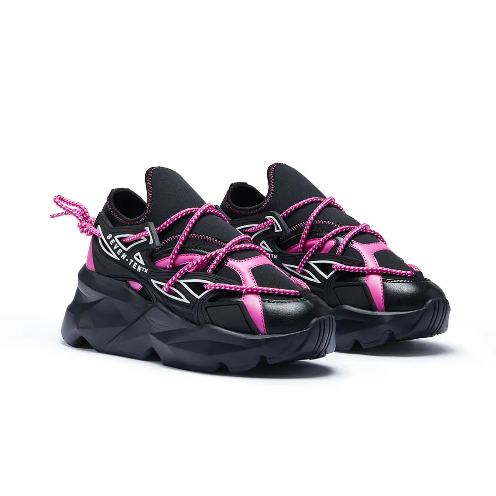 743 Flamink Pink & Black Chunky Sneakers