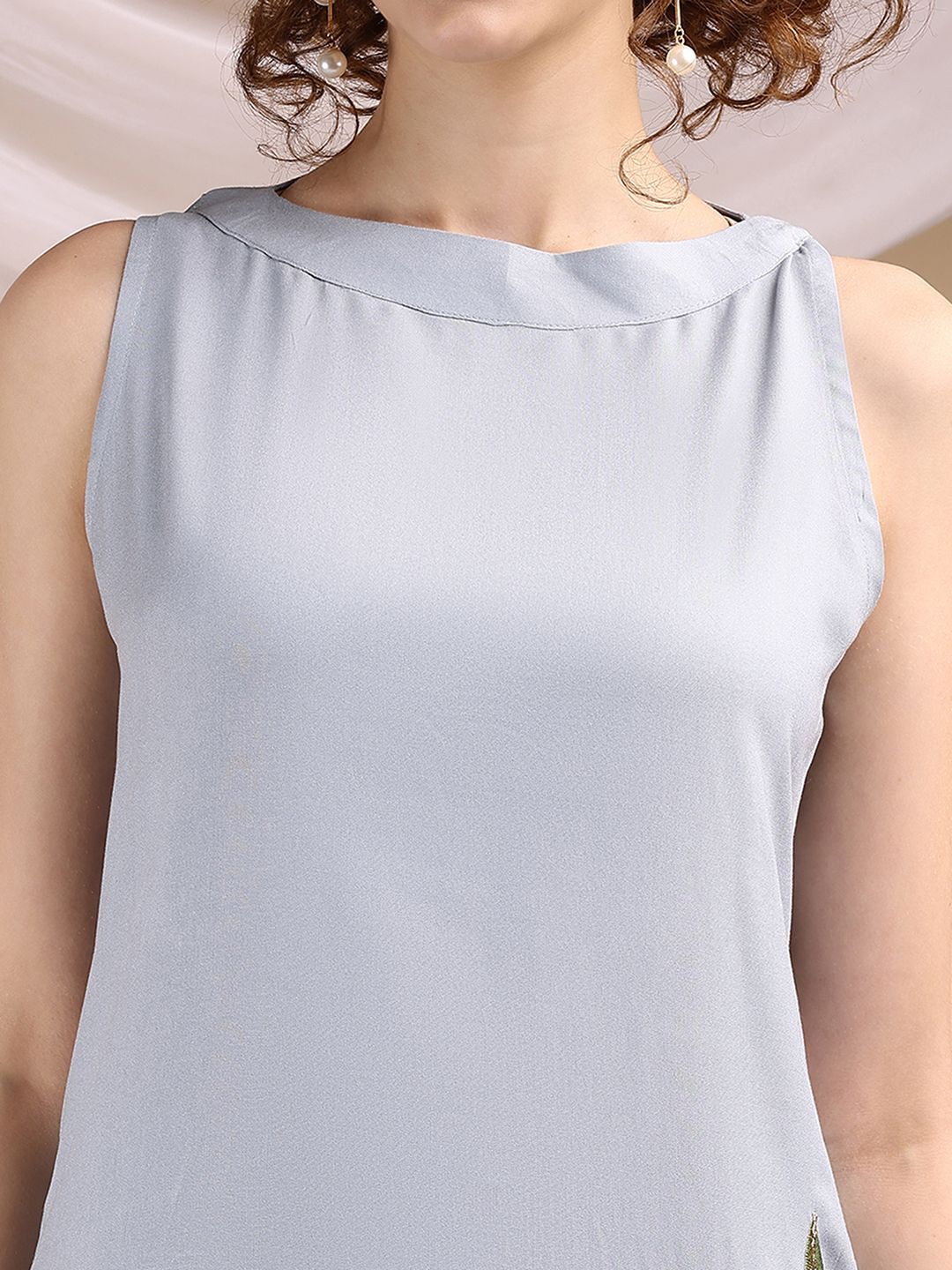 Embroidered Sleeveless Top With Palazzos Co-Ords