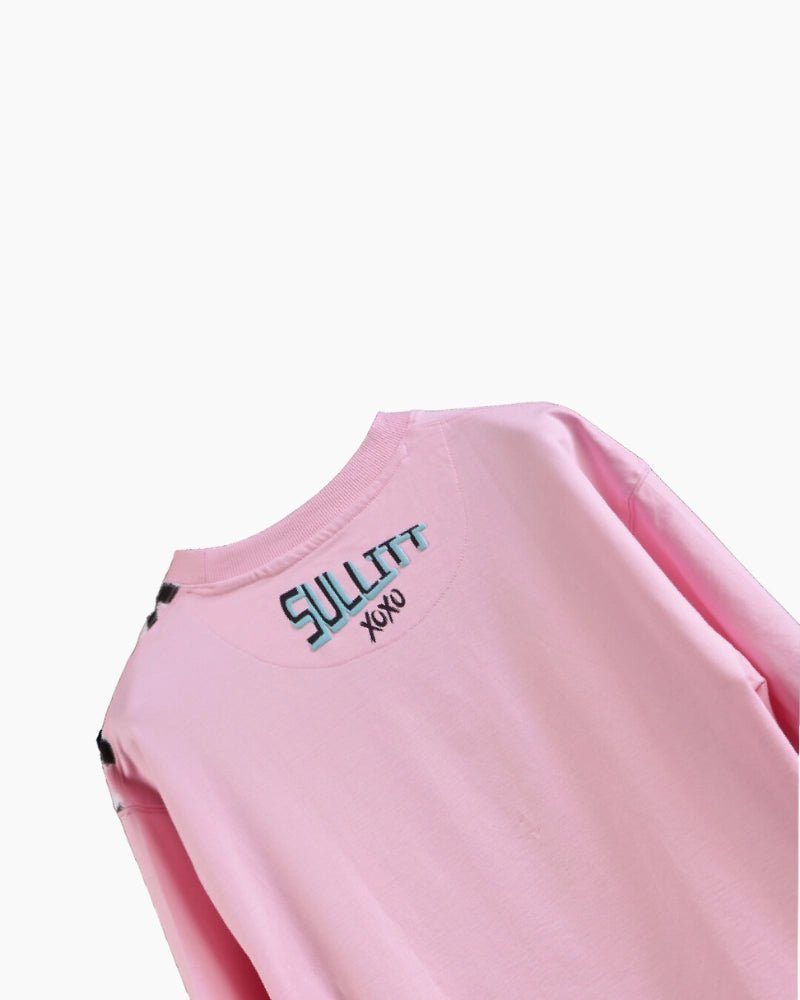 Hugs And Kisses Oversized Pink T-Shirt