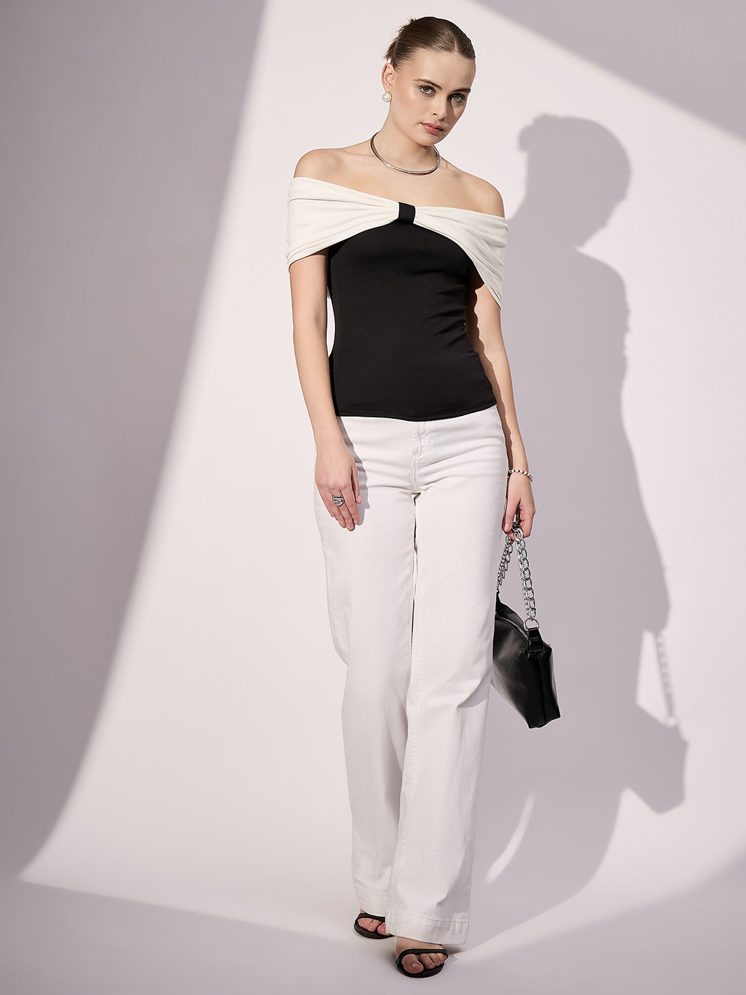 Stretchable Bow Bardot Top