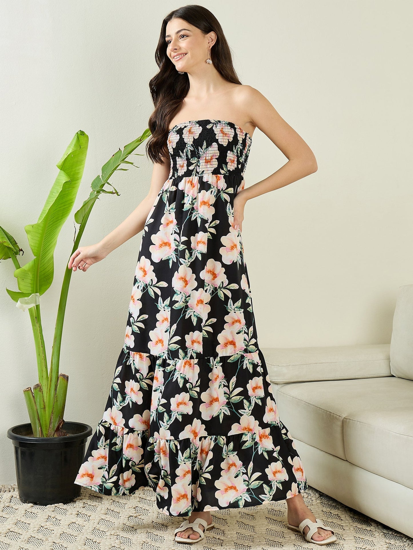Strapless Smocked Maxi Dress