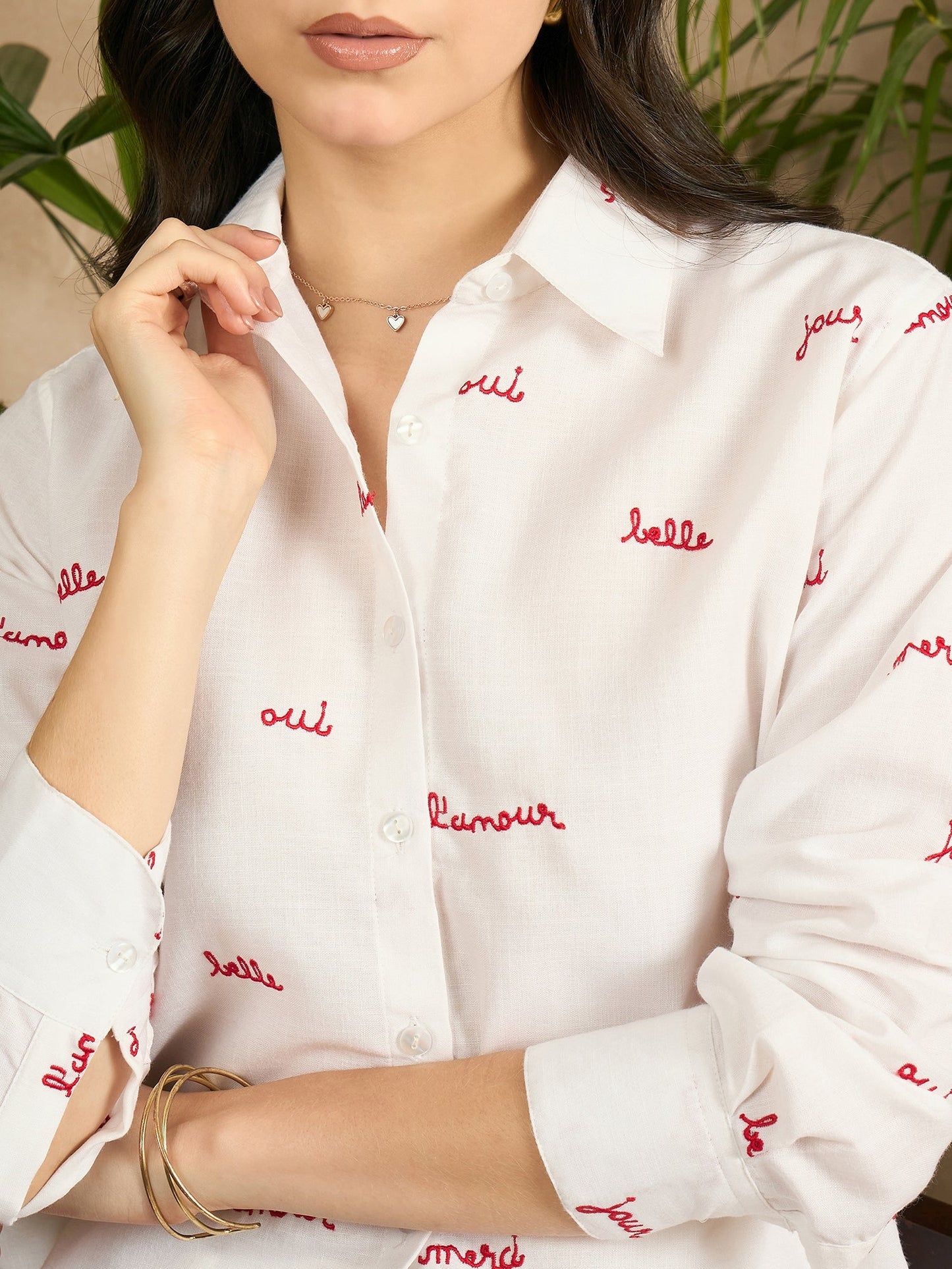 All Over Embroidered Linen Shirt