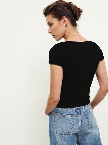 MWB Square Neckline Cut Out Rib Top