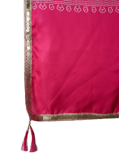 Women Embroidered Empire Mirror Work Kurta with Trousers & With Dupatta